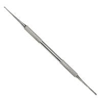 A double-ended stainless steel file with excavator and double-sided nail rasp